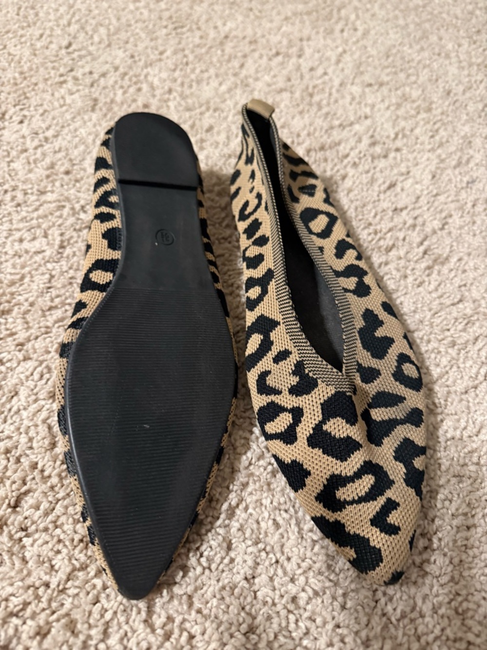 Amazon Leopard-Print Pointed Toe Flats - Tan & Black